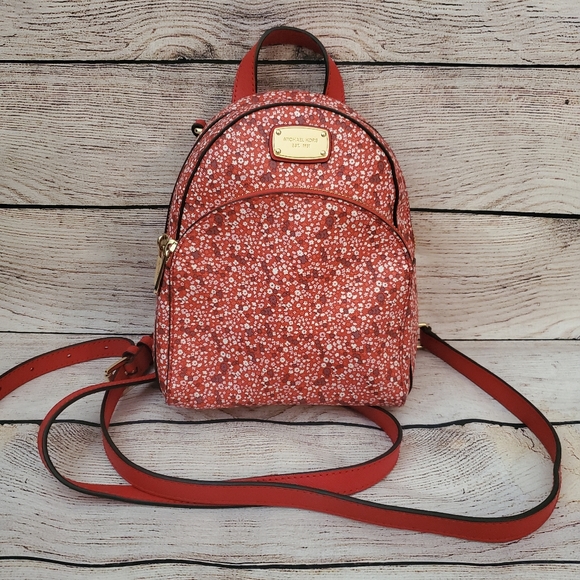 MICHAEL KORS ABBEY Red Floral XSMALL BACKPACK - Picture 1 of 14